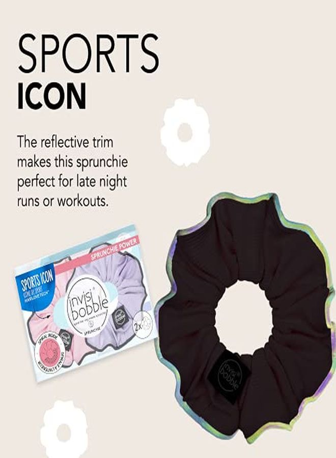 invisibobble Sprunchie Spiral Hair Ring Donut Run With Scissors Athleisure Duo Scrunchie Stylish Bracelet, Strong Elastic Grip Coil Accessories For Women Gentle For Girls Teens And Thick Hair With Reflective Trim For Night Sports - Image 3