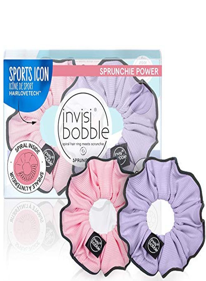 invisibobble Sprunchie Spiral Hair Ring Donut Run With Scissors Athleisure Duo Scrunchie Stylish Bracelet, Strong Elastic Grip Coil Accessories For Women Gentle For Girls Teens And Thick Hair With Reflective Trim For Night Sports - Image 1