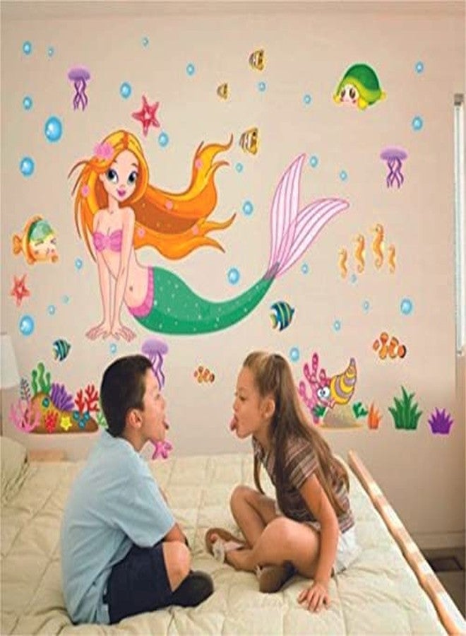 Techgifti ملصق حائط من رسوم متحركة لأميرة حورية البحر الصغيرة من ديزني من Techgifti لغرفة المعيشة وغرفة الأطفال (المقاس - 49 سم × 51 سم) - Image 1
