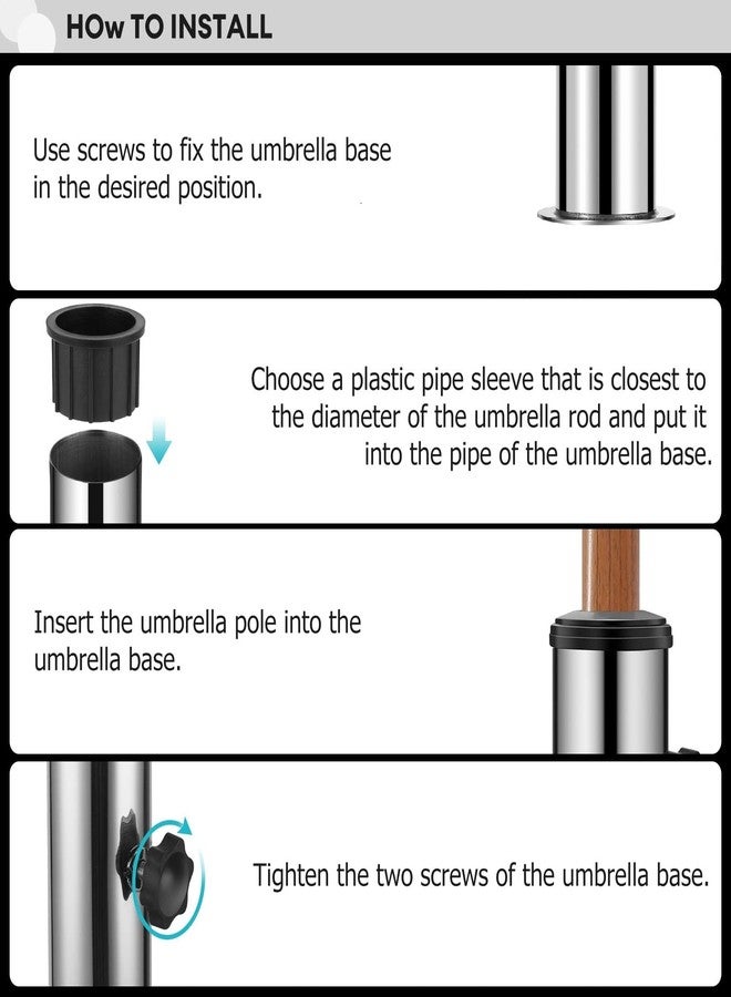 SLIIMU Universal Granite Umbrella Stand Tube Outdoor, Stone Umbrella Stainless Steel Tube Base for Outside, Heavy Duty Marble Flag Pole Stake Holder, Table Umbrella Tube Bracket,DIY Metal Tube Umbrella Mount - Image 5