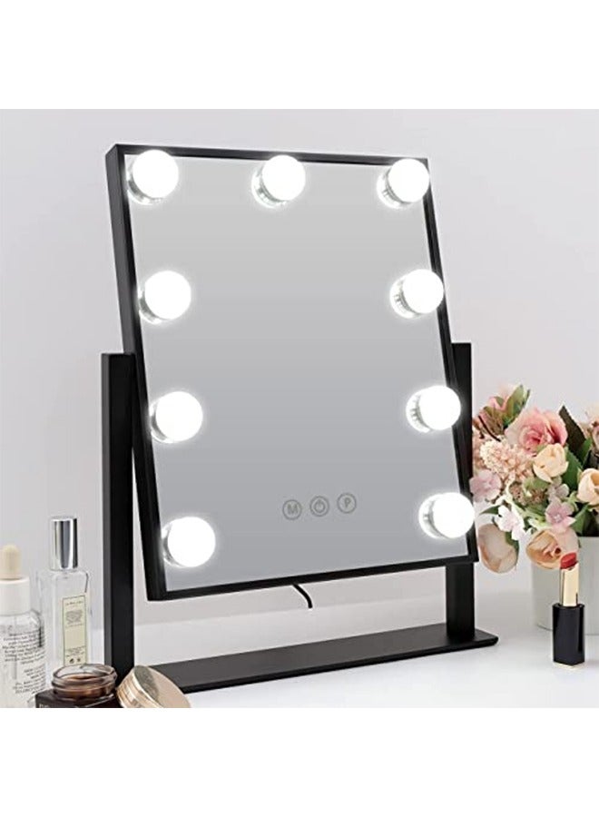 LED makeup mirror desktop makeup mirror 9 light bulbs with lamp bedroom desktop mirror - Image 2