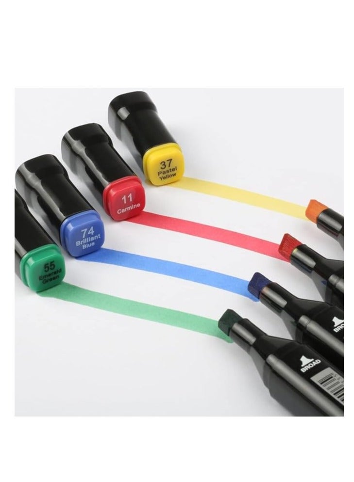 أقلام تحديد للأعمال الفنية مزدوجة الأطراف بعدد 48 لون مع شنطة حمل للرسم والتخطيط وفن الخط والتلوين بدون رائحة وغير سامة، أقلام تلوين دائمة للأطفال والكبار والمبتدئين متعددة الألوان من كاسكريست، رفيع - Image 4