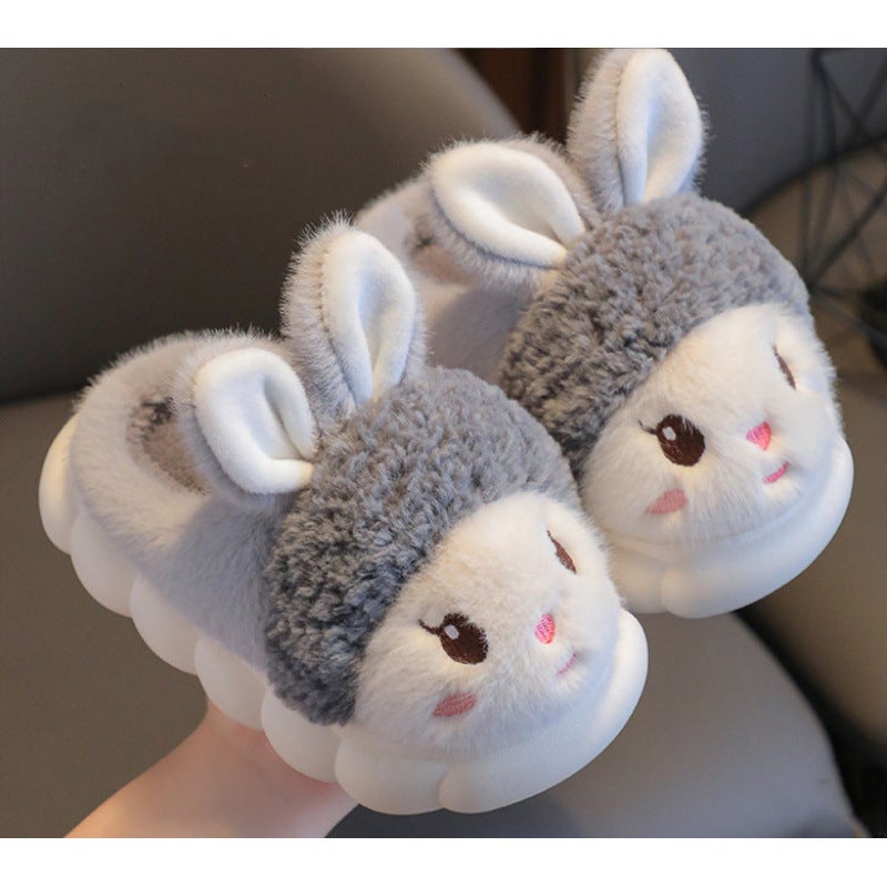 Cotton Slippers Winter Cute Panda Fleece-Lined Thickeneded Sole Non-Slip Warm Kidsren'S Baby Fur - Image 1