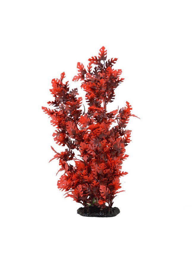 CNZ Aquarium Decor Fish Tank Decoration Ornament Artificial Plastic Plant Red, 15-inch