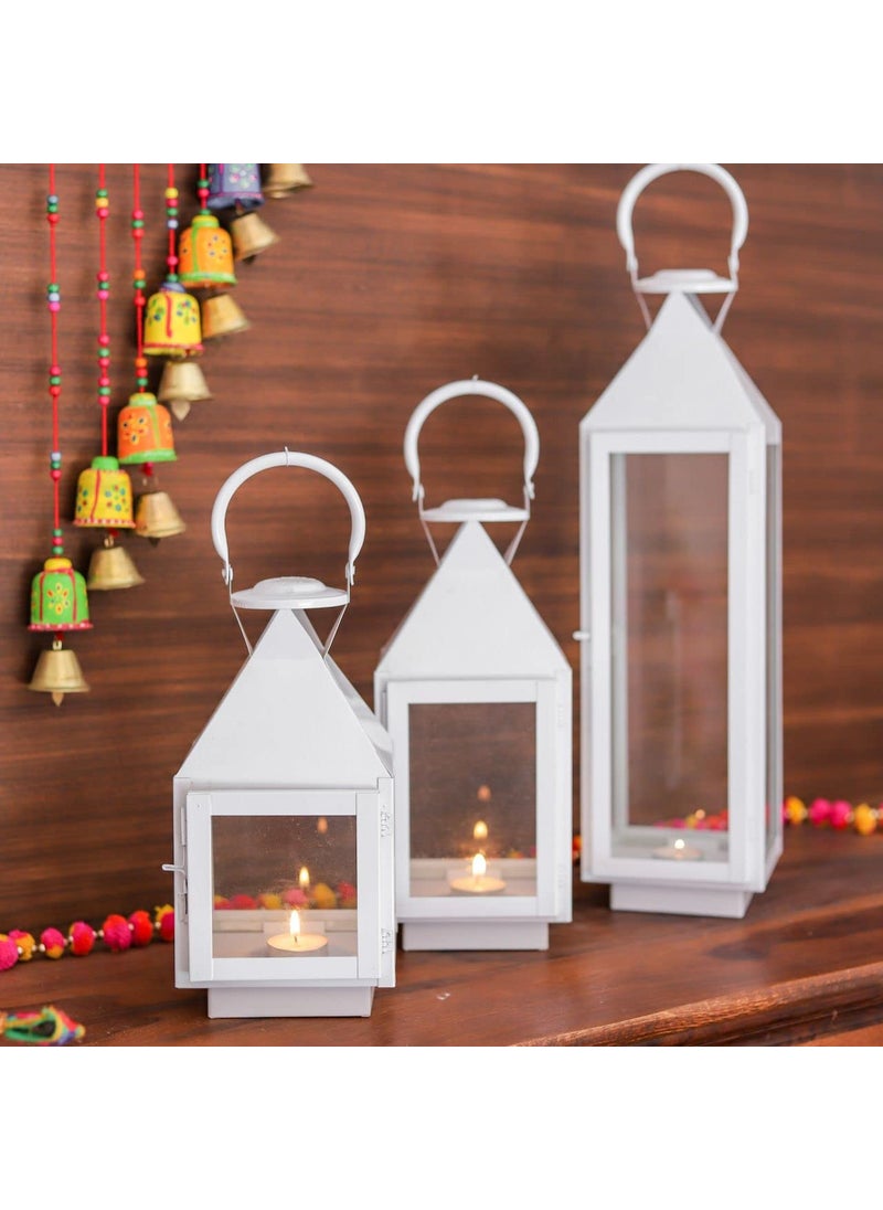 The EventSaga The EventSaga Tealight Holder Hanging Night Lamp Set of 3 Decorations Items for Home Black White 