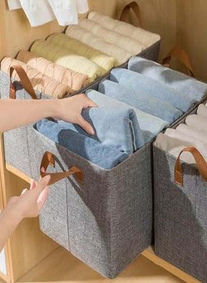 DILDCON Wardrobe Organizer with Handles Foldable Storage Baskets for Organizing Toys, Books, Shelves, Closet, Large Storage Box with Metal Frame Grey - Image 4