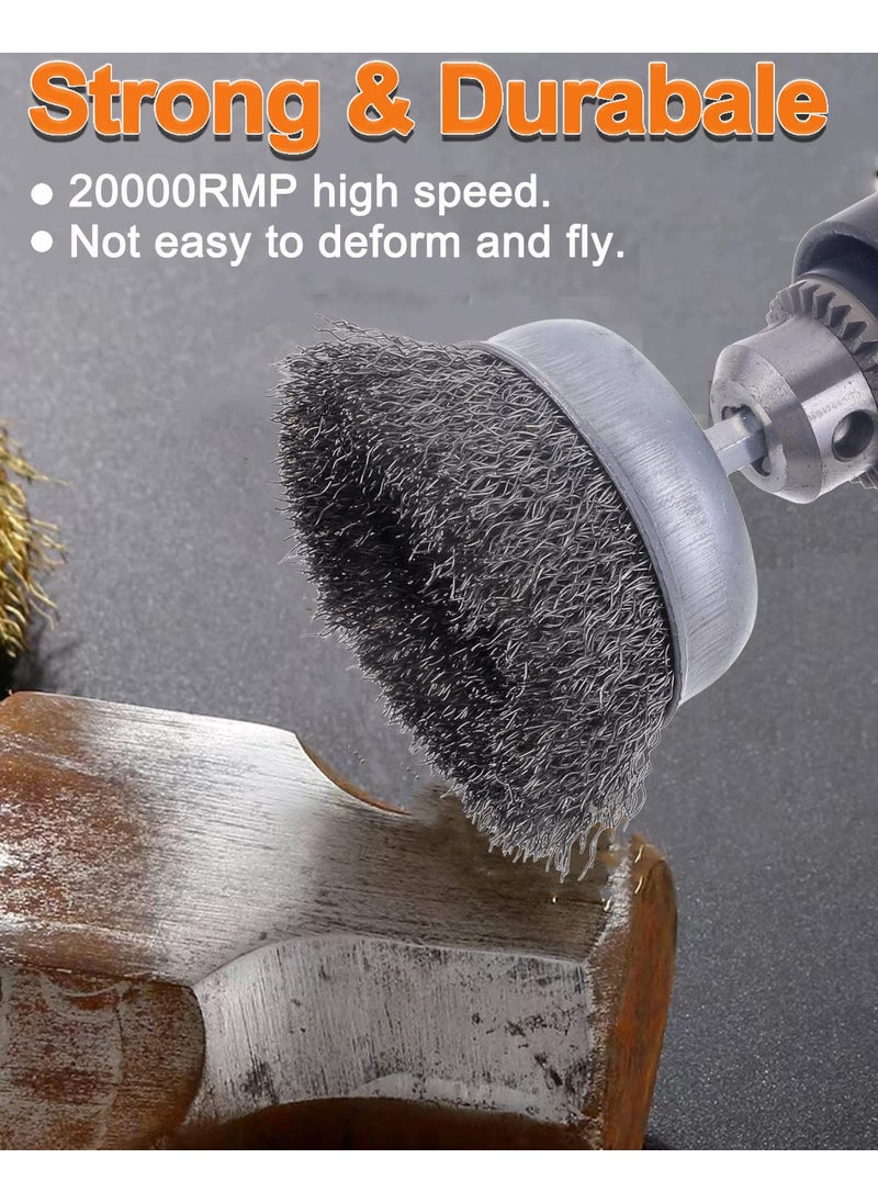Rocaris 9 Pack Drill Wire Brush with 1/4-Inch Hex Shank, Rocaris Carbon Steel Drill Wire Brush, Cup/ Wheel/ Pen Brush Set for Rust Removal, Corrosion and Scrub Surfaces  - Image 4