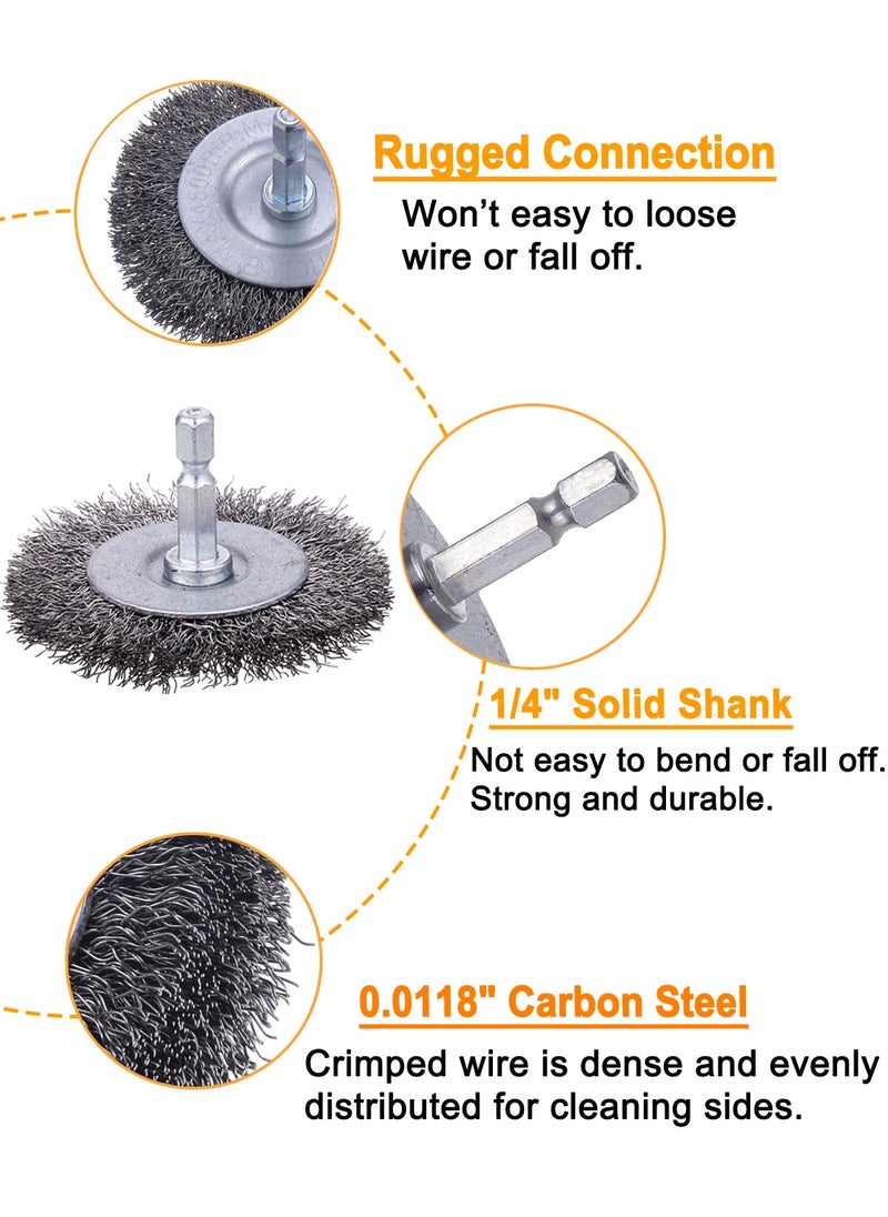 Rocaris 9 Pack Drill Wire Brush with 1/4-Inch Hex Shank, Rocaris Carbon Steel Drill Wire Brush, Cup/ Wheel/ Pen Brush Set for Rust Removal, Corrosion and Scrub Surfaces  - Image 3