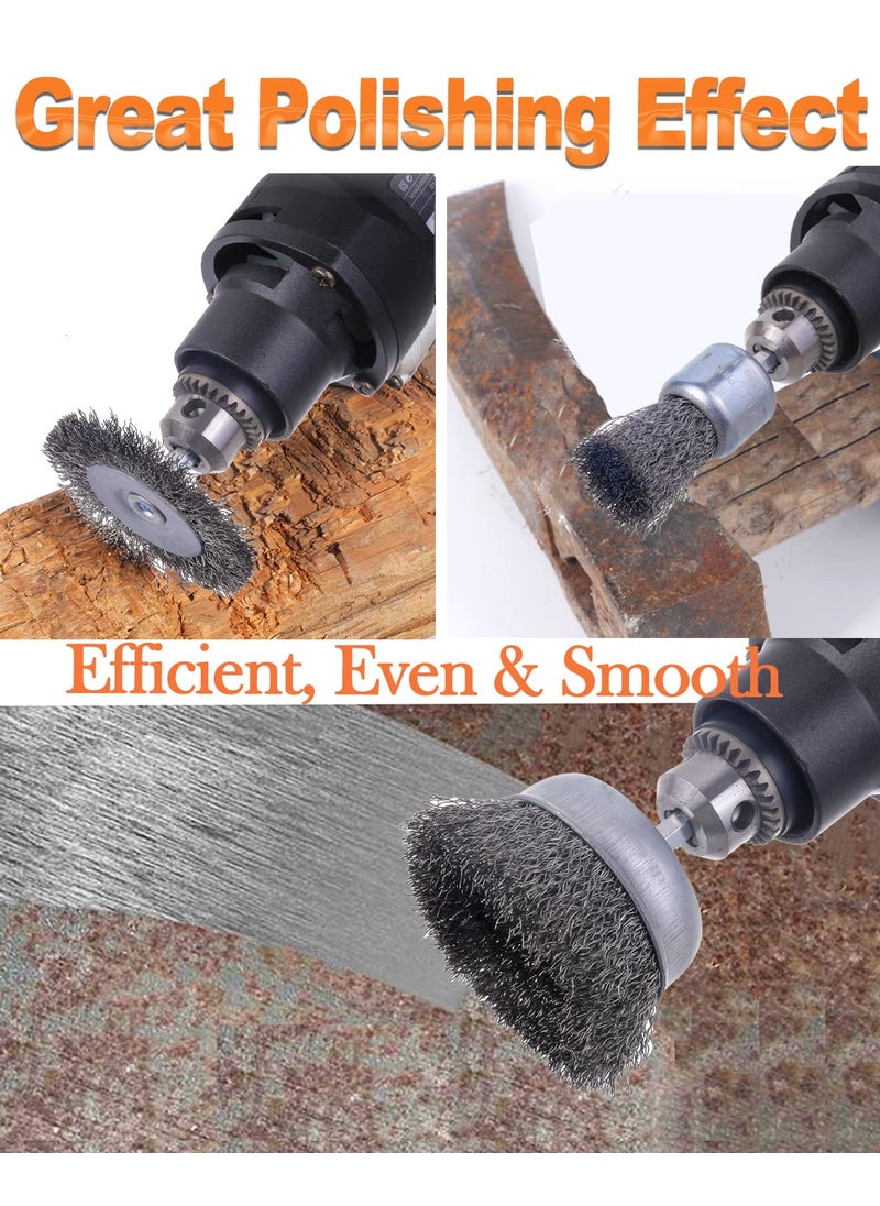 Rocaris 9 Pack Drill Wire Brush with 1/4-Inch Hex Shank, Rocaris Carbon Steel Drill Wire Brush, Cup/ Wheel/ Pen Brush Set for Rust Removal, Corrosion and Scrub Surfaces  - Image 5