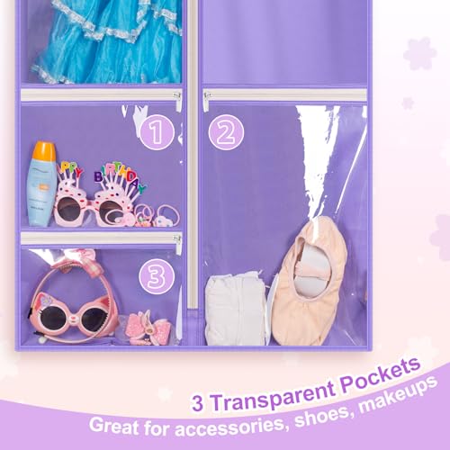 MISSLO Dance Garment Bags for Dancers 40" Garment Bags for Dance Costumes with 3 Pockets Cheer Uniform Garment Bag Hanging Kids Garment Bags for Competition, Travel, 3 Packs, Purple - Image 3