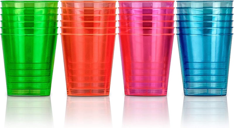 DecorRack كؤوس شوت نيون سعة 2 أونصة، أكواب بلاستيكية، أكواب حفلات قابلة للتصرف، كؤوس صغيرة (48 حزمة) - Image 1