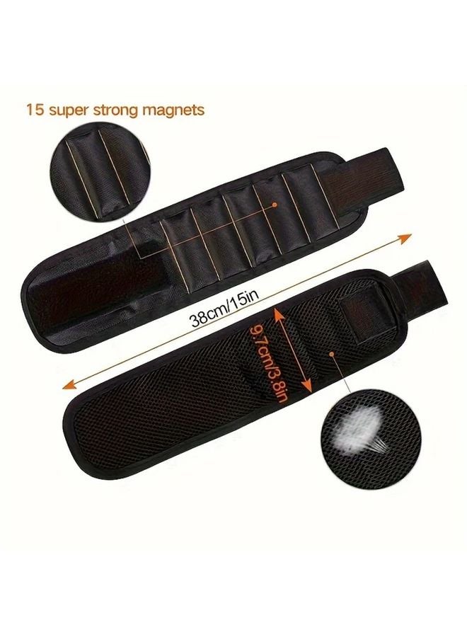Magnetic Wristband Organizer 1pc Adjustable Strap For Screws Nails Drill Bits - Image 1