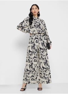 Little Mistress Mono Boho Printed Wide Leg Trousers  - Image 1
