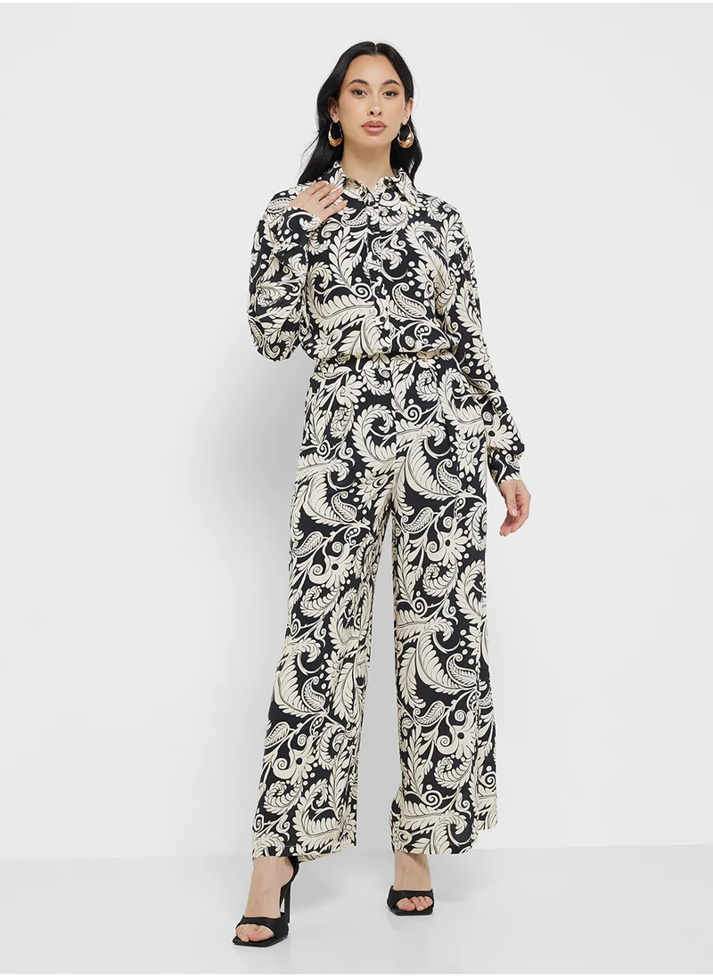ليتل مسترس Mono Boho Printed Wide Leg Trousers