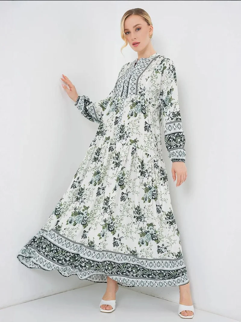 Big Dart Multicolor BDART Printed V-Neck Maxi Dress for Women | Best Price UAE