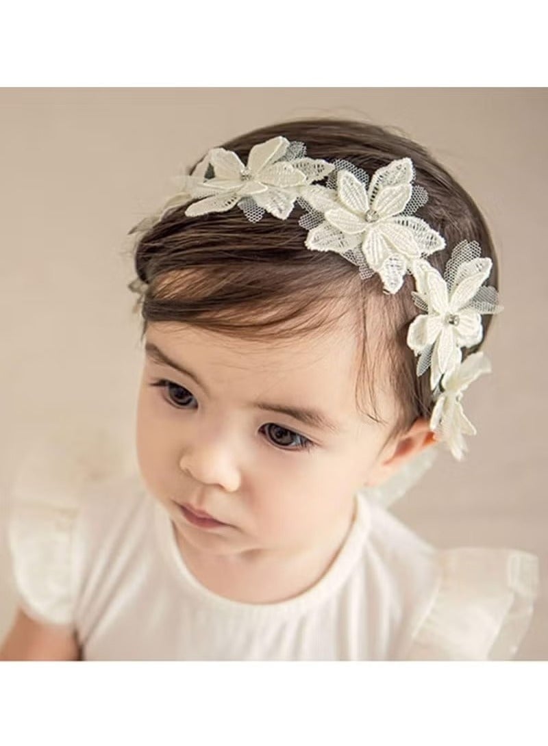 Baby Girls Cute Bow-knot Headband, Soft Lace Floral Hairbands, Toddlers Kids Hair Accessories - Image 1