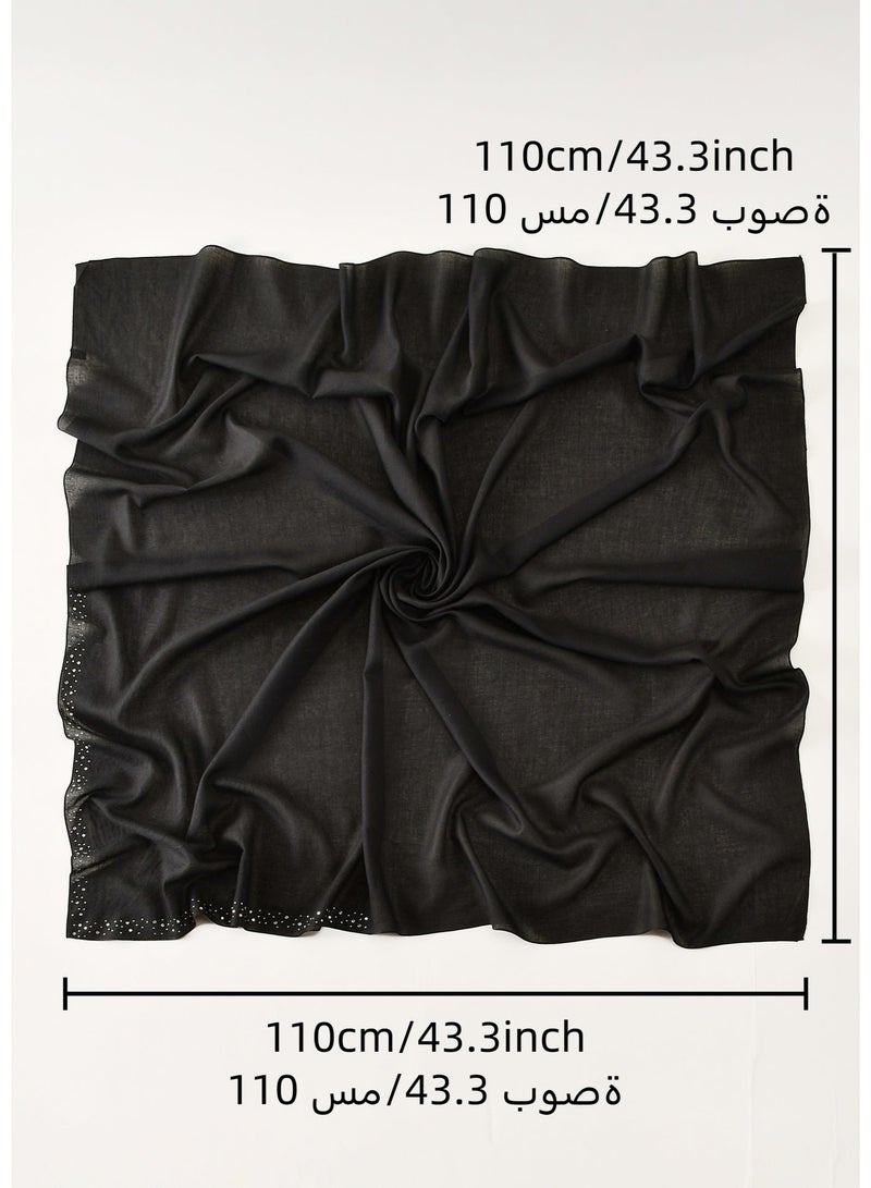 110cm Square Scarf Cotton Hijab Jacquard Hijab Shawl Hot Drillng Light and Comfortable Headscarf - Image 4