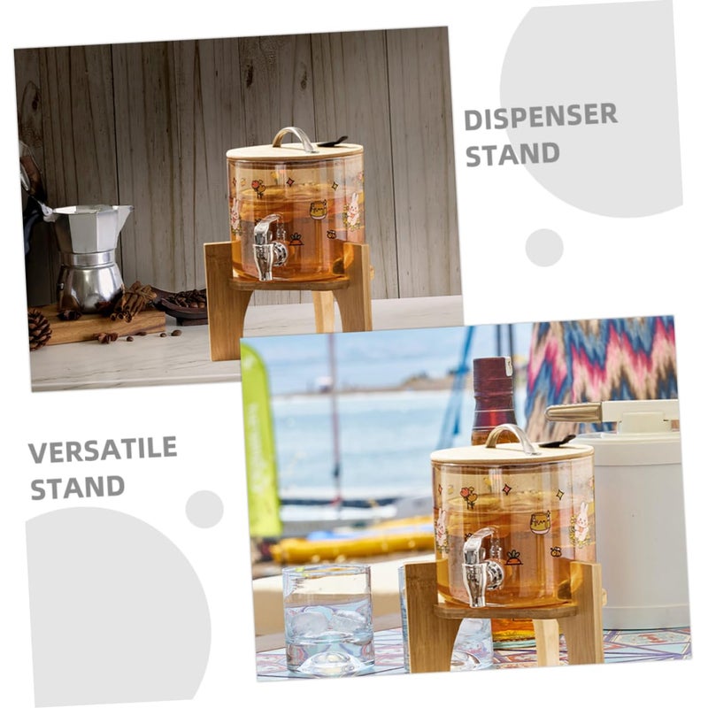 Wood Stand For 2 Beverage Dispensers Round Base Sturdy Support Home Use Easy To Clean - Image 4