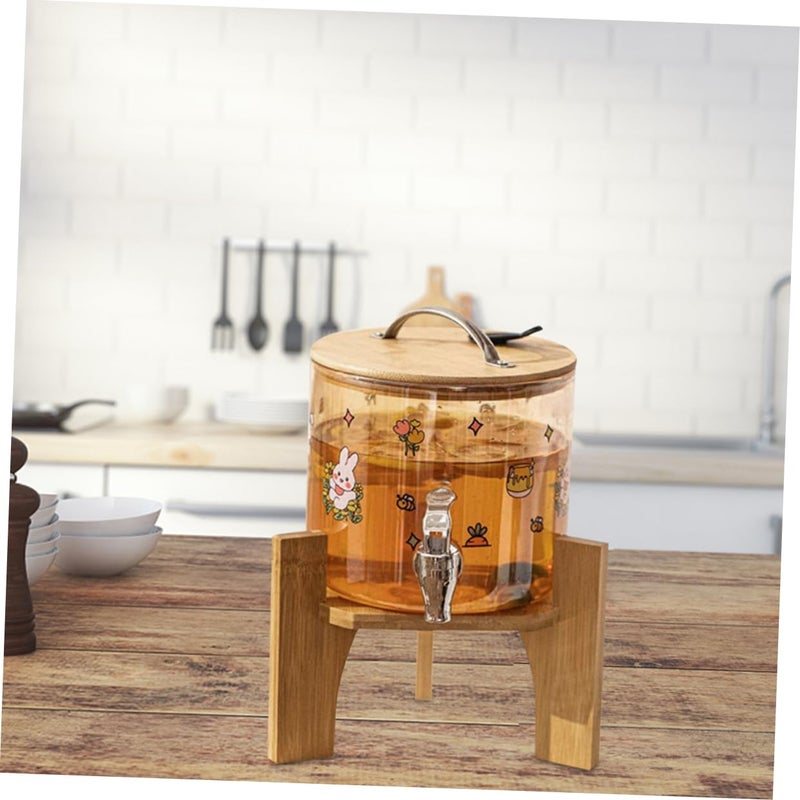 Wood Stand For 2 Beverage Dispensers Round Base Sturdy Support Home Use Easy To Clean - Image 5