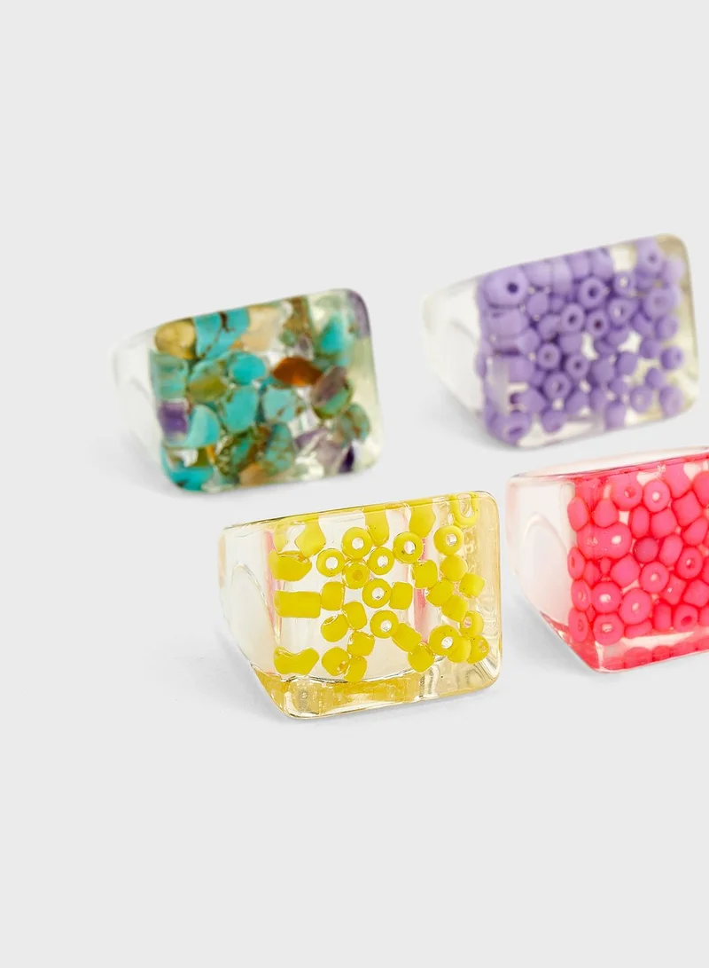 Ginger 5 Pack Of Chunky Bright Plastic Rings