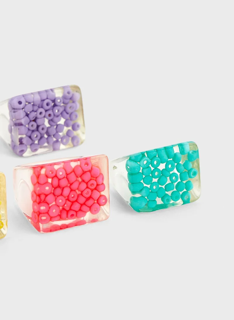 Ginger 5 Pack Of Chunky Bright Plastic Rings