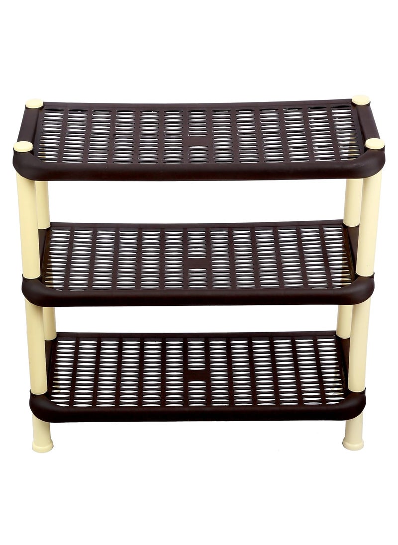 ESQUIRE - Esquire Plastic Shoe Rack-3 (Brown) Storage Organizer | Shelves for Home | Living Room | Bedroom - Image 1