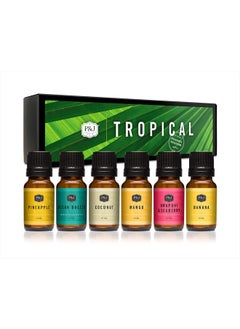 P&J Trading P&J Fragrance Oil Tropical Set | Banana, Coconut, Awapuhi and Seaberry, Pineapple, Mango, Ocean Breeze Candle Scents for Making, Freshie Scents, Soap Making Supplies, Diffuser  - Image 1