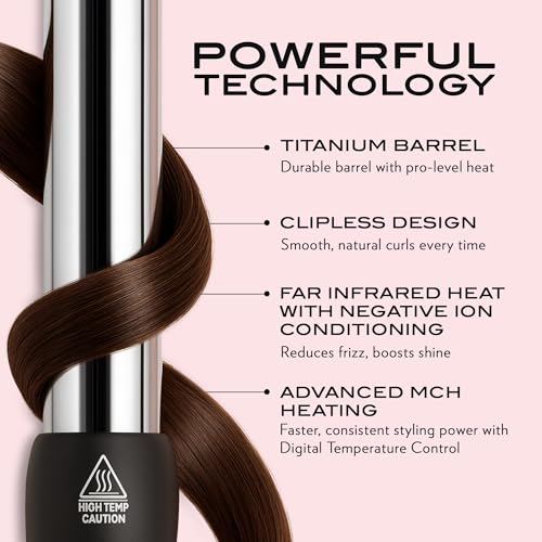 NuMe Magic Titanium Ion Curling Iron 32mm Wand - Dual Voltage, Negative Ion Conditioning, Far Infrared Heat - for Thick Hard-to-Curl Hair, Black - Image 3