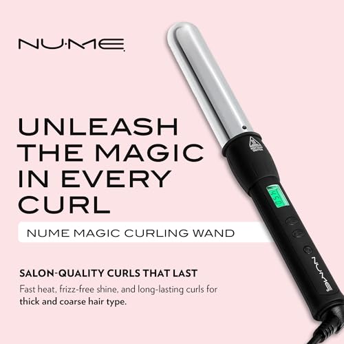 NuMe Magic Titanium Ion Curling Iron 32mm Wand - Dual Voltage, Negative Ion Conditioning, Far Infrared Heat - for Thick Hard-to-Curl Hair, Black - Image 2