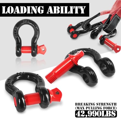 Jamiikury Shackles 5/8" D Ring Shackle 19.5 Ton (42,990 lbs) Maximum Break Strength with 3/4" Pin for Tow Strap Winch Off Road Vehicle Recovery (2 Pack) - Image 3