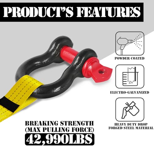 Jamiikury Shackles 5/8" D Ring Shackle 19.5 Ton (42,990 lbs) Maximum Break Strength with 3/4" Pin for Tow Strap Winch Off Road Vehicle Recovery (2 Pack) - Image 2