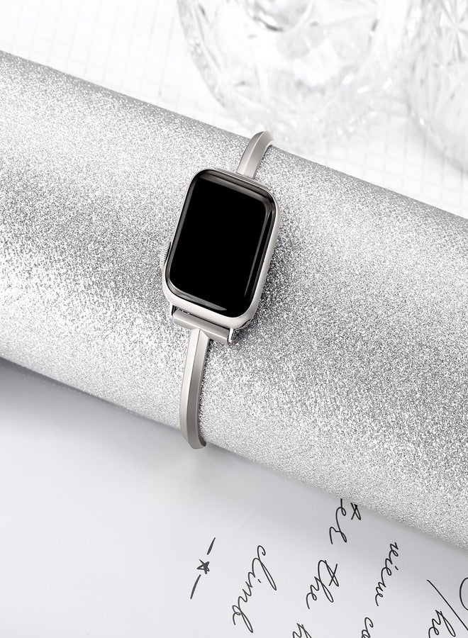 PlusRoc Stainless Steel Band Compatible with Apple Watch Band 42mm(Series 3) 44mm 45mm 46mm 49mm iWatch SE Series 11 10 9 8 7 6 5 4 3 2 1, Slim Versatile Bangle Bracelet for Women, Starlight - Image 2