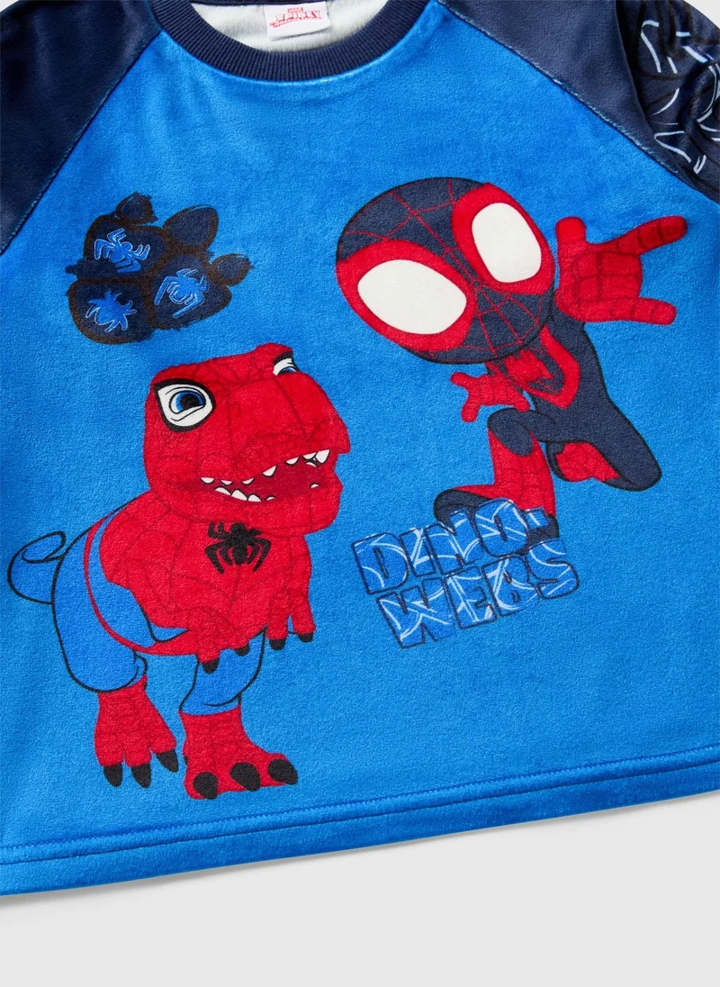 Matalan Spidey & Friends Boys Blue Fleece Pyjama Set