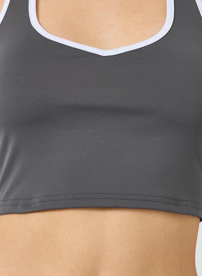 Styli Active Contrast Edge Racerback Peep Sports Bra and Leggings Set - Image 3