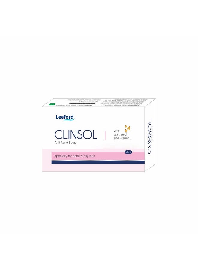 Leeford Clinsol Soap Pack Of 3 (75G Each)- Enriched Tea Tree Oil With Vitamin E For Soft Skin || Gentle On Skin || Helps To Remove Acne And Makes Skin Nourished And Clear - Image 1