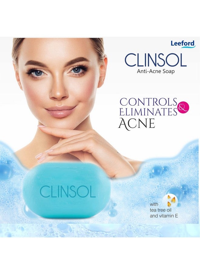 Leeford Clinsol Soap Pack Of 3 (75G Each)- Enriched Tea Tree Oil With Vitamin E For Soft Skin || Gentle On Skin || Helps To Remove Acne And Makes Skin Nourished And Clear - Image 4