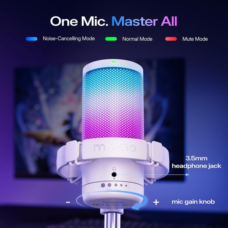 MAONO DGM20S USB Gaming Microphone with Noise Cancellation and RGB Lighting - Image 5