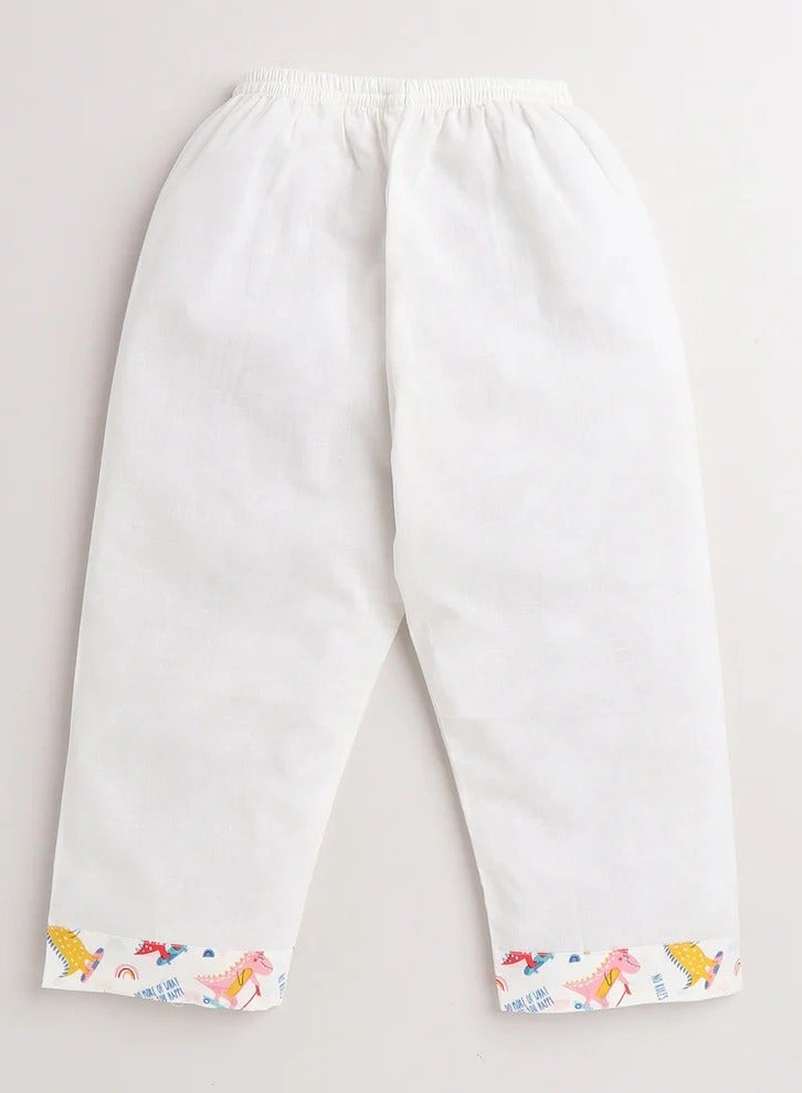 بولكاتوتس قميص نوم بأكمام طويلة من Polka Tots بطبعة ديناصور - أبيض  - Image 4