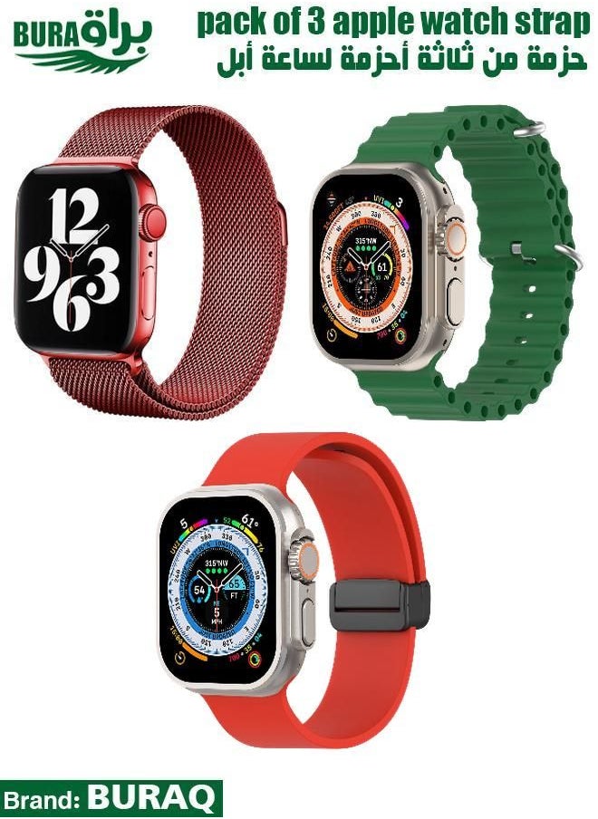 BURAQ - Apple Watch Band Strap For Apple Watch Ultra 2/Ultra 49mm, Series 10 46mm, 9/8/7 45mm, SE2/SE/6/5/4 44mm, 3/2/1 42mm - Image 1