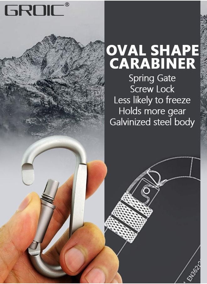 GROIC 6 Pack Heavy Duty Lightweight Locking Carabiner Clips,  Aluminum D Ring Key Rings Hiking Clips, D Ring for Camping Hiking Outdoor Traveling Backpacking Gym etc  - Image 3
