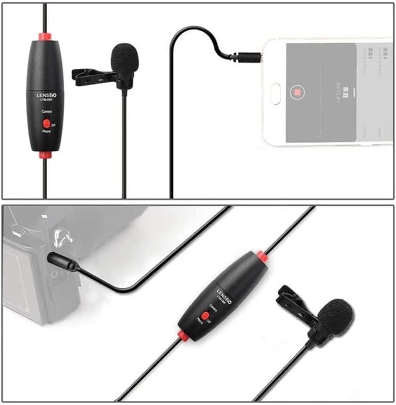 Lens Go LYM-DM1 Lavalier Stereo Clip Microphone for Canon Nikon iPhone DSLR Camcorders Audio Recorders - Image 3