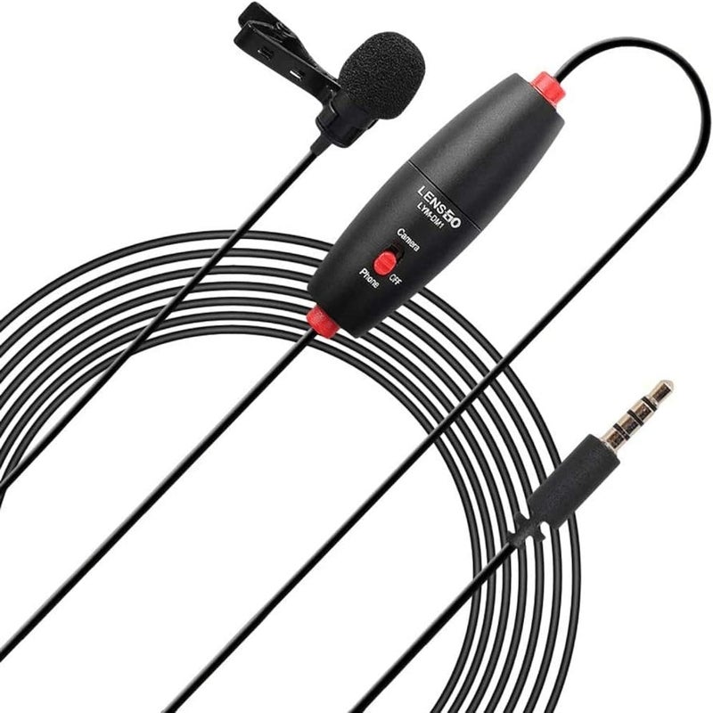 Lens Go LYM-DM1 Lavalier Stereo Clip Microphone for Canon Nikon iPhone DSLR Camcorders Audio Recorders - Image 1