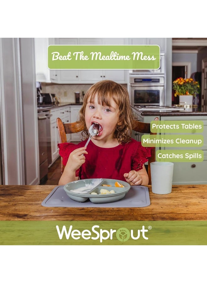 WeeSprout حصيرة طعام سيليكون وي سبراوت (صغيرة، وردي غير لامع، أبيض مائل إلى البيج) - Image 2