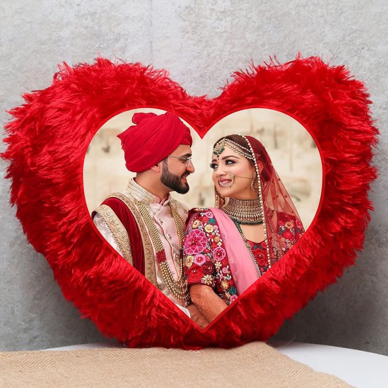 ME  YOU ME YOU Heart Cushion with Photo Printed Personalized Photo Pillow Birthday Gift for Wife Husband Girlfriend Boyfriend Sister Brother Special Birthday Gifts Fiber - Image 1