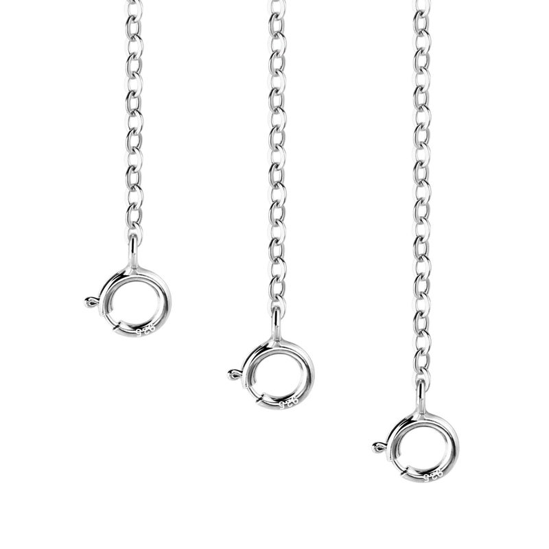 ALEXCRAFT Necklace Extender White Gold Chain Extender 925 Sterling Silver Necklace Bracelet Anklet Extenders Chain Extension for Jewelry Making 1 2 3 inch