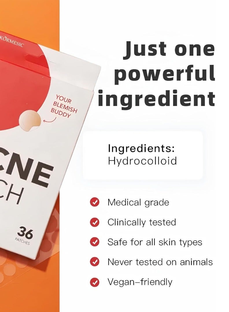 Kormesic 84 pcs Acne Pimple Patches Hydrocolloid patch with Tea Tree Oil Cruelty Free Acne absorbing Patches Pimple Spot Stickers Spot Treatment Acne Cover Patch Salicylic Acid pimple Stickers - Image 5
