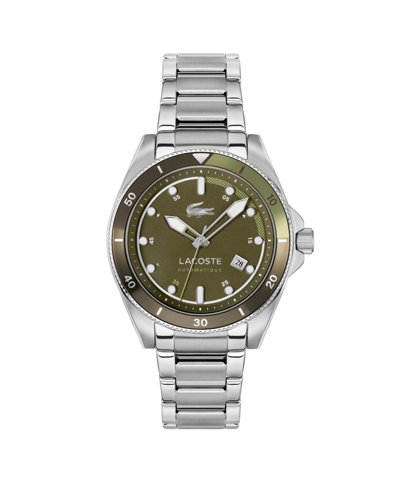 LACOSTE Round Automatic Men'S Stainless Steel And Green Aluminum Case  Watch - Image 4