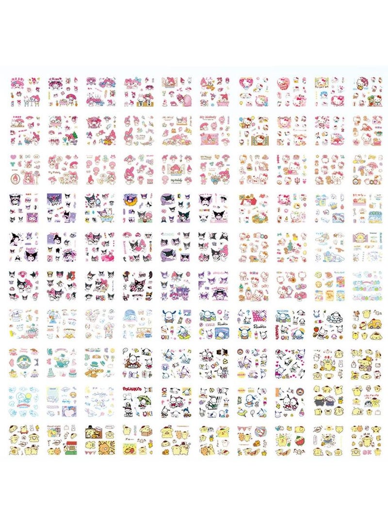 Sanrio Anime Girl Stickers - 100 Sheets Sanrio Stickers Kit, Vinyl Cartoon Aesthetic Decorative Sticker Set, Ideal for Scrapbooking, Journaling, Laptops, and Room Decoration  - Image 2
