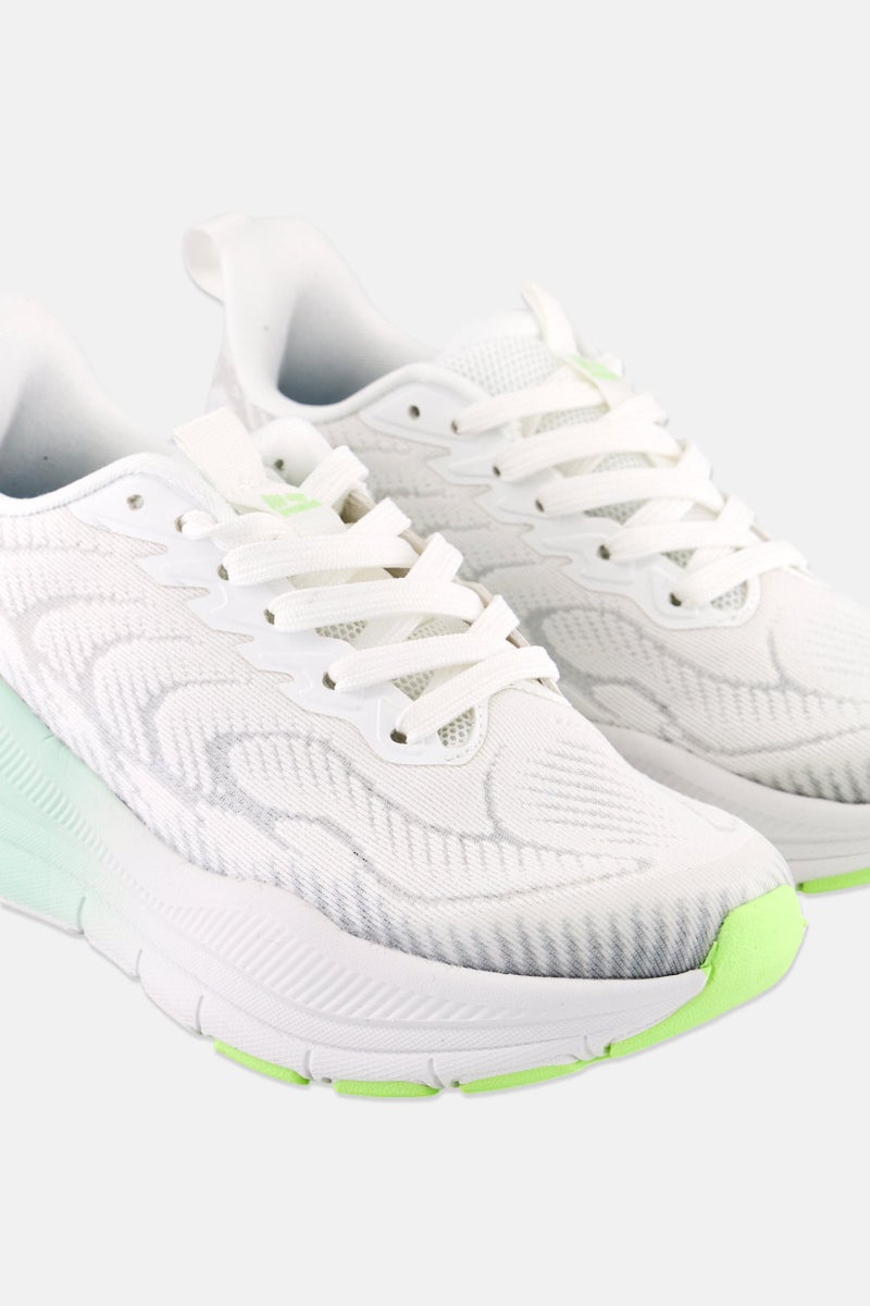 RBX Women Brand Logo Lace Up Training Shoes, White - Image 3