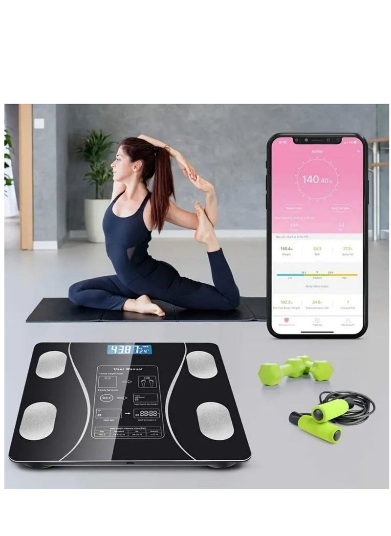 Beauenty - Body Fat Scale BT BMI Body Scales Smart Wireless Digital Weight Scale Body Composition Analyzer Weighing Scale (Balck) - Image 1